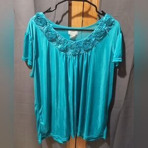 Lati Fashion Intimates Collection Silk Turquoise Top